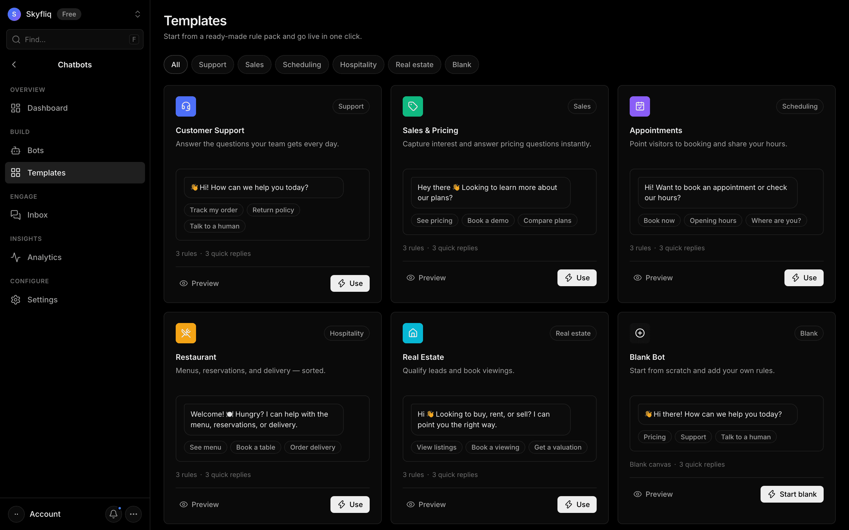 Templates screenshot