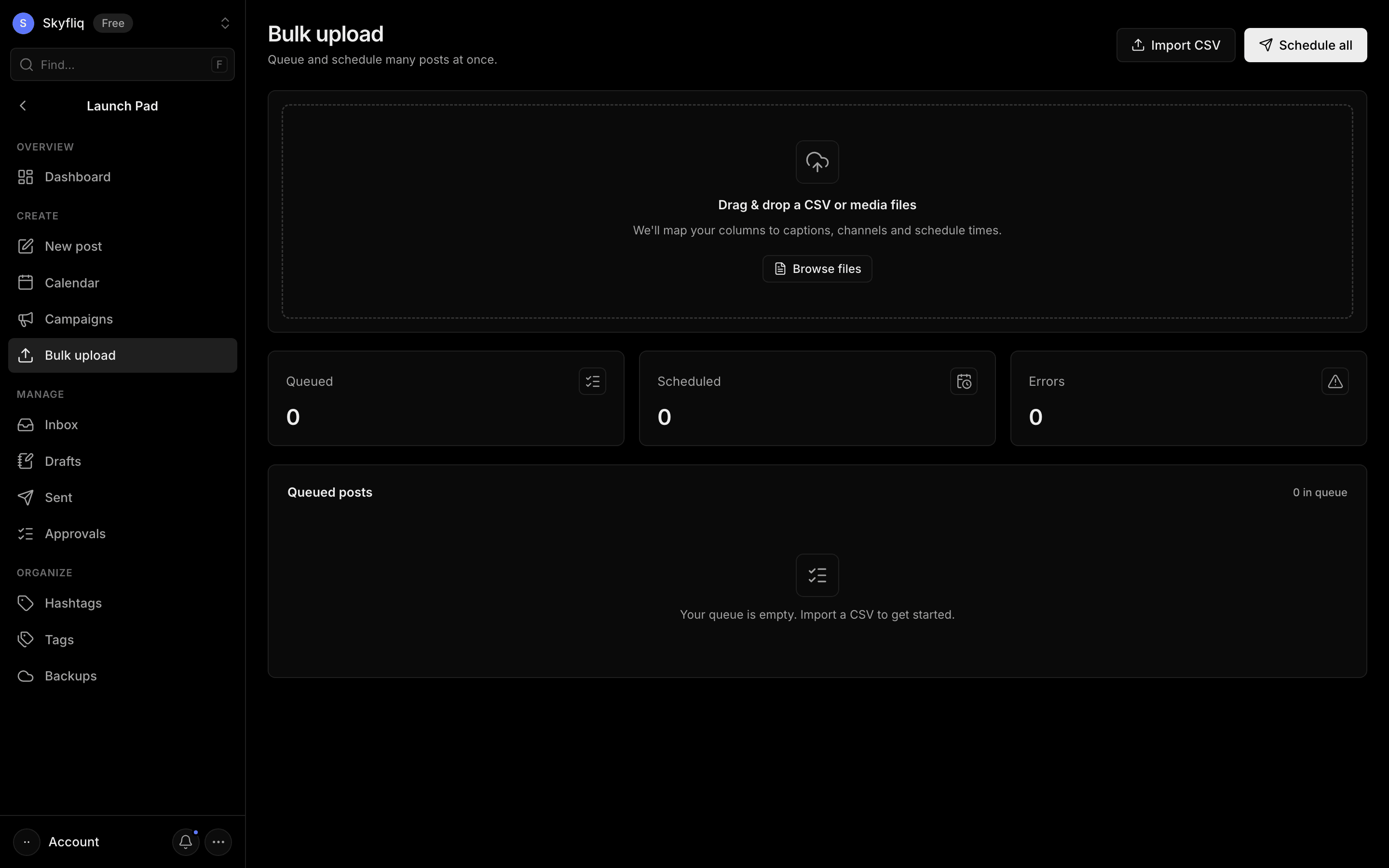 Bulk upload screenshot