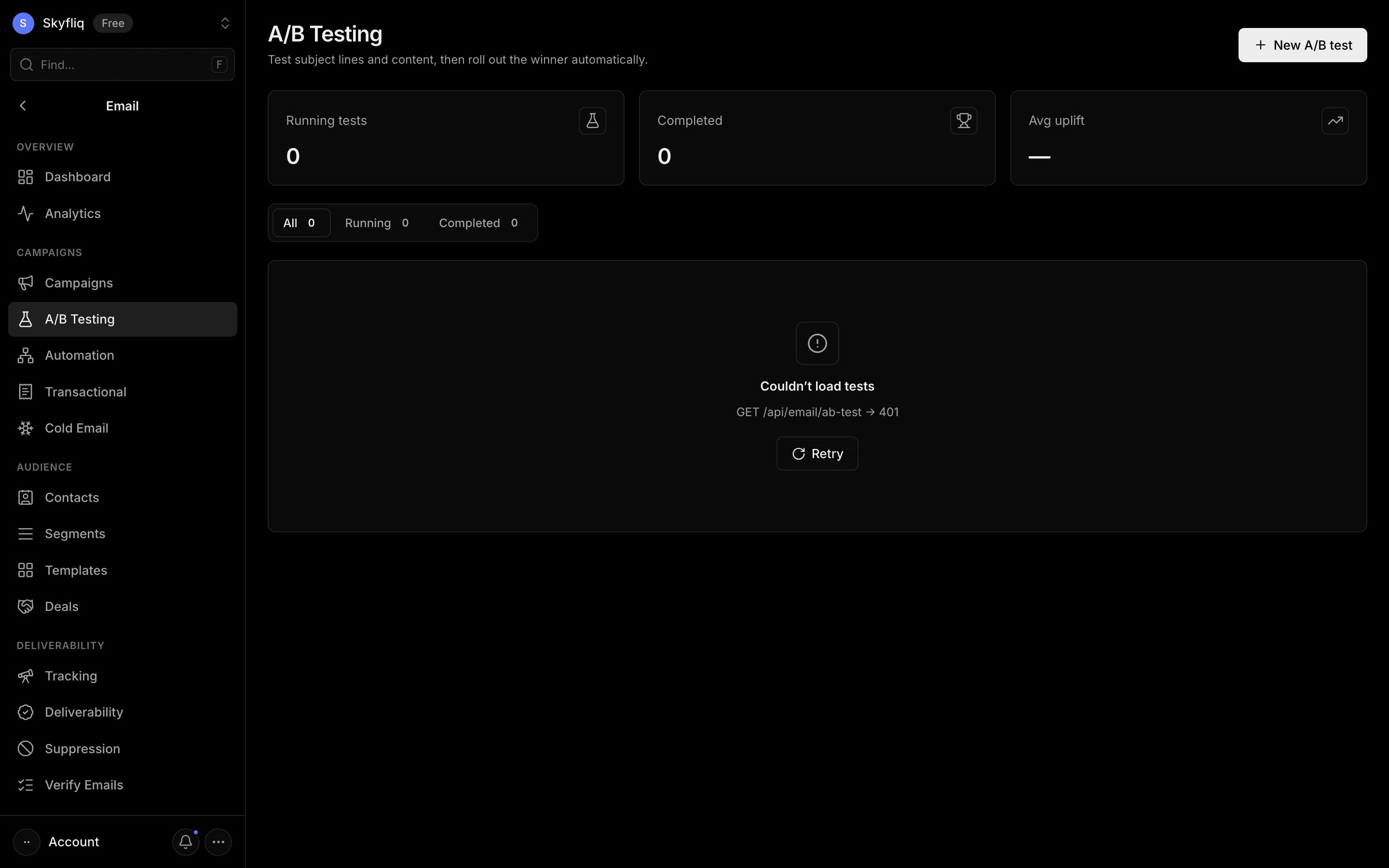 A/B Testing screenshot
