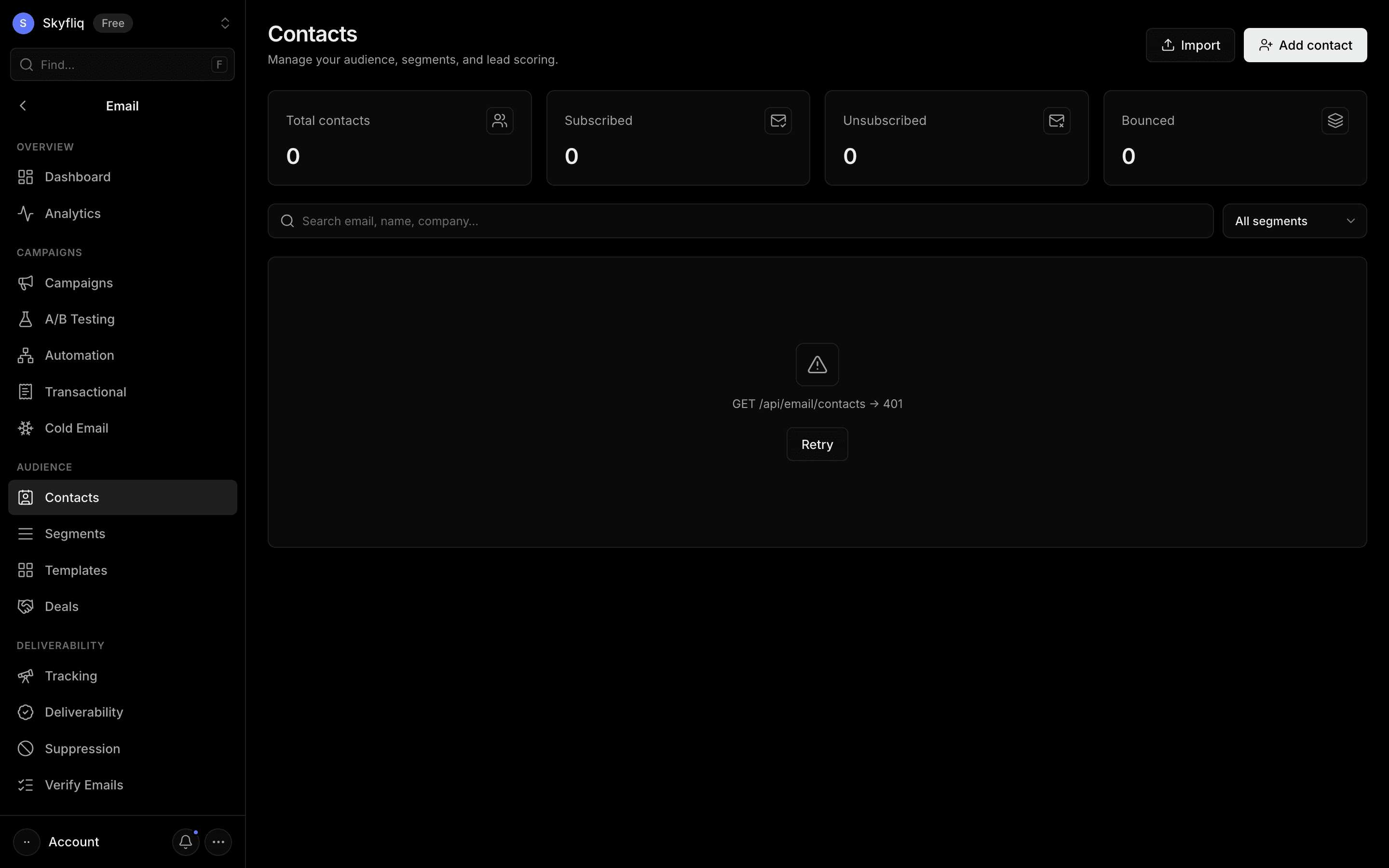 Contacts screenshot