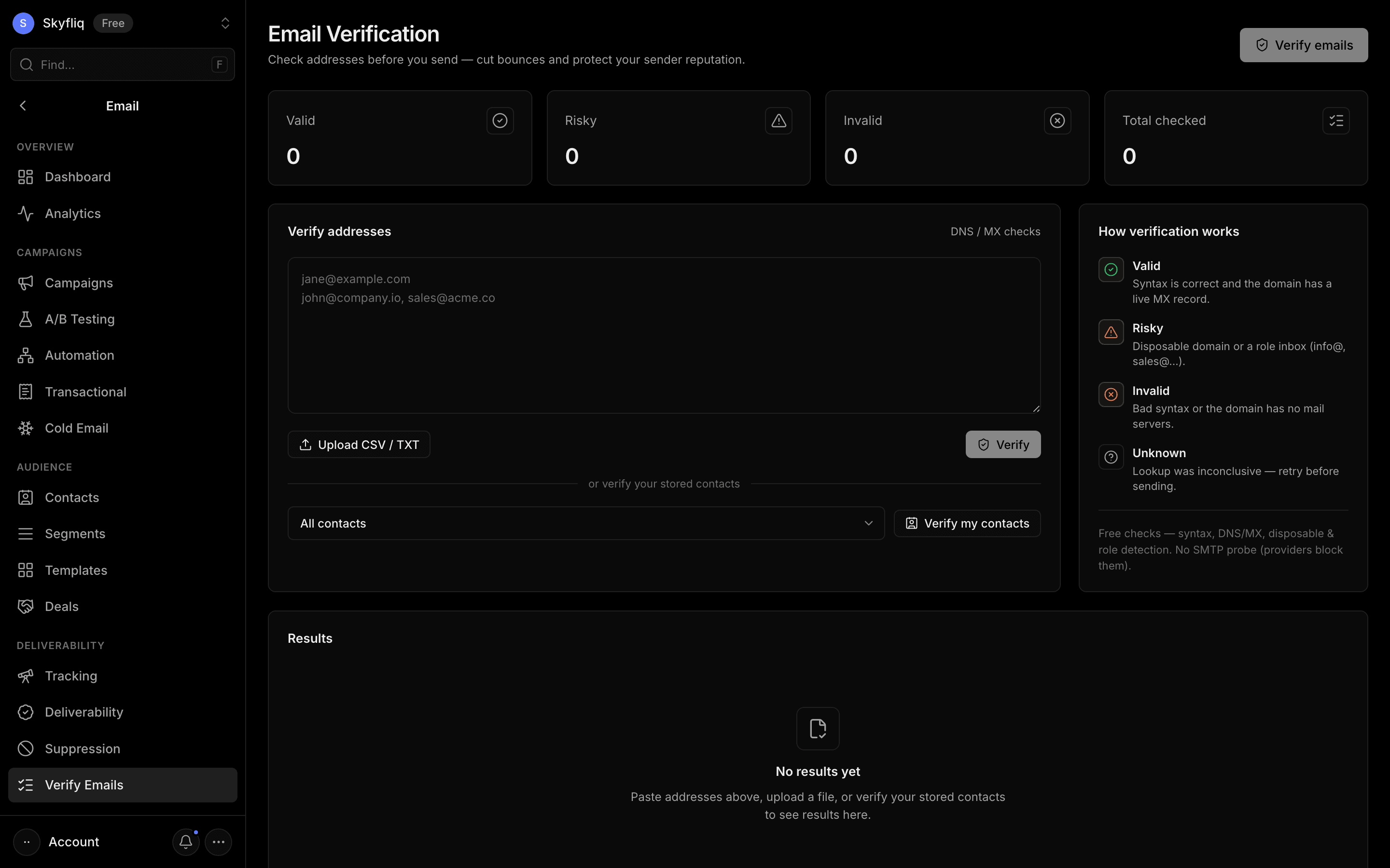 Verify Emails screenshot
