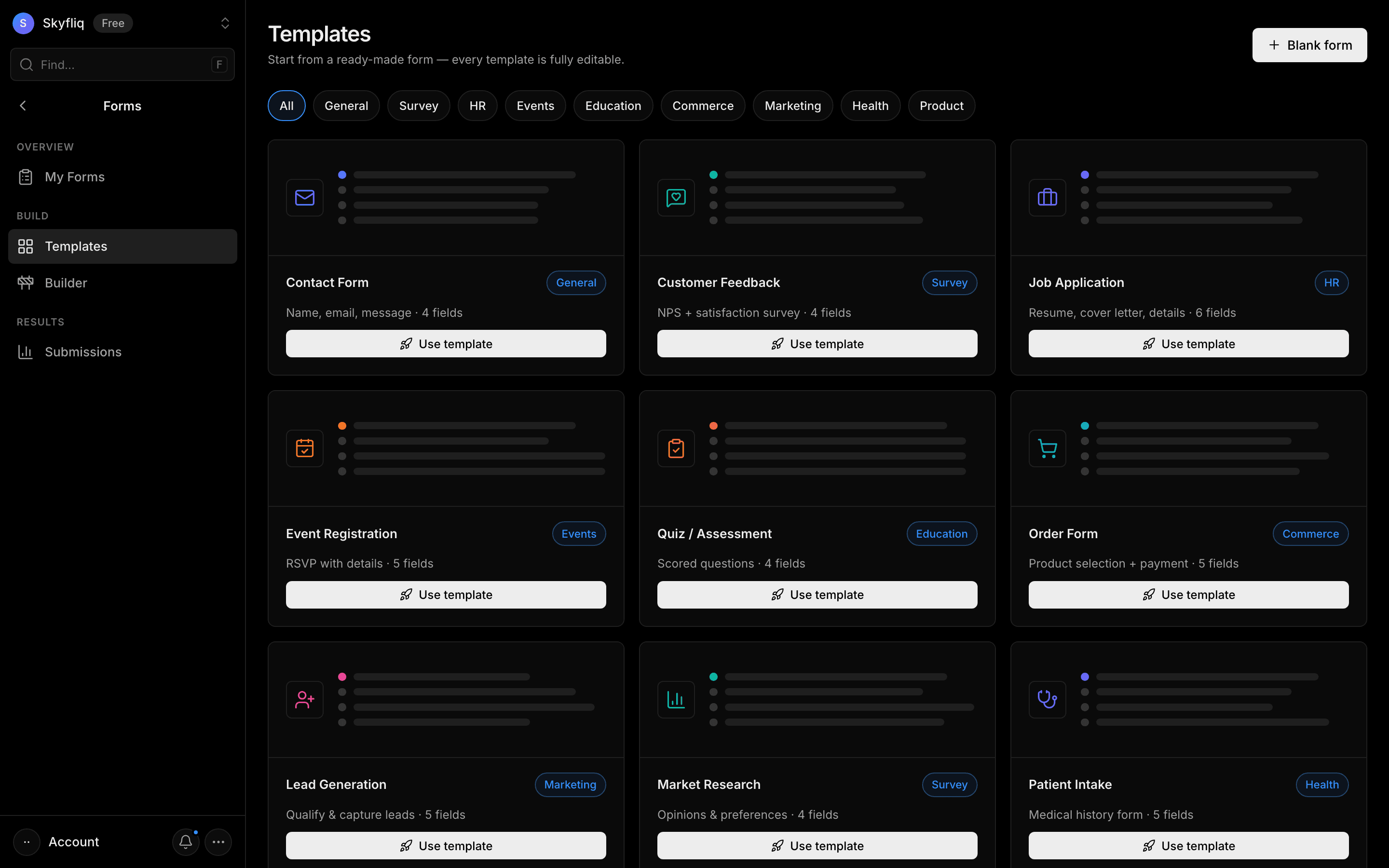 Templates screenshot