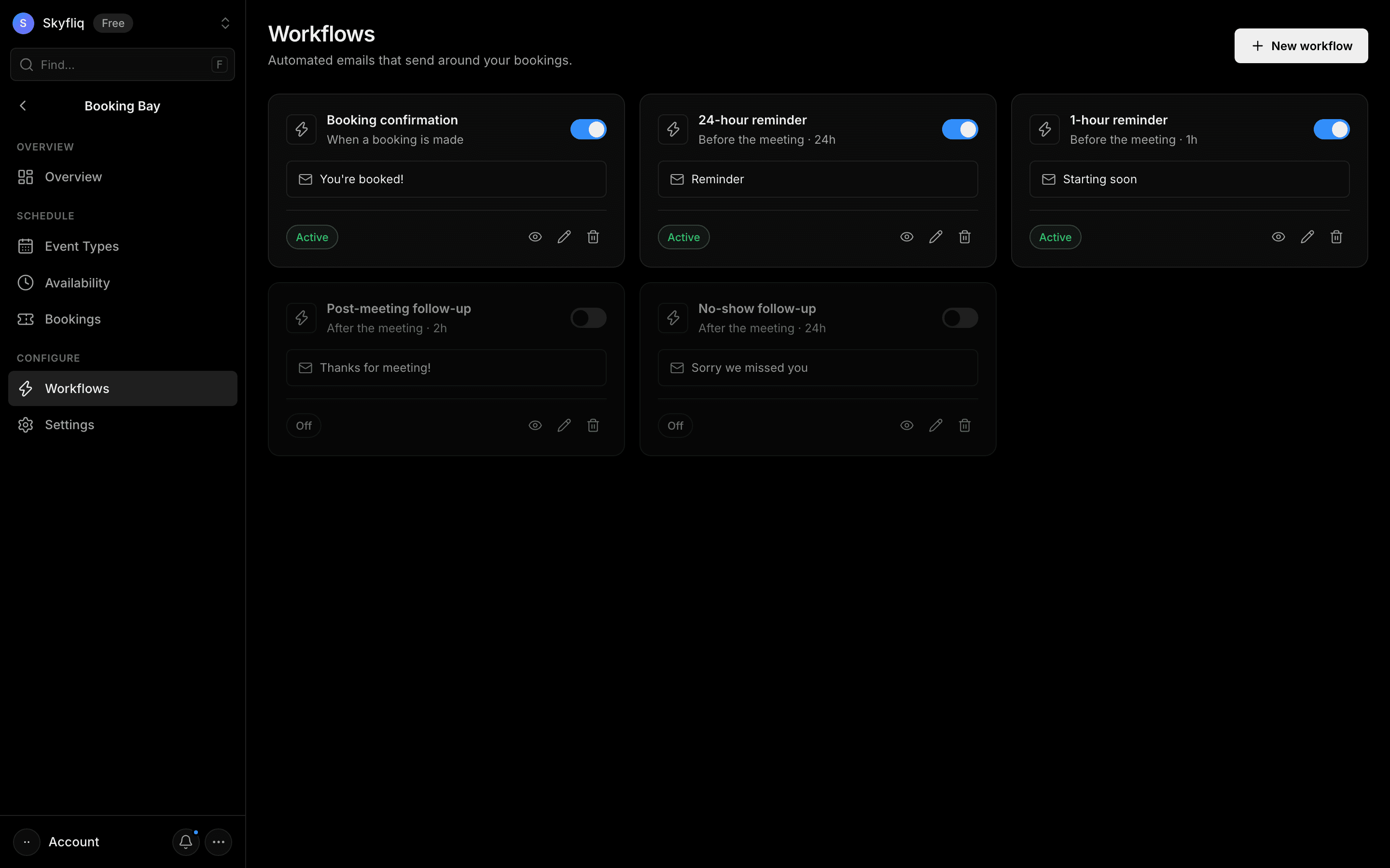 Workflows screenshot