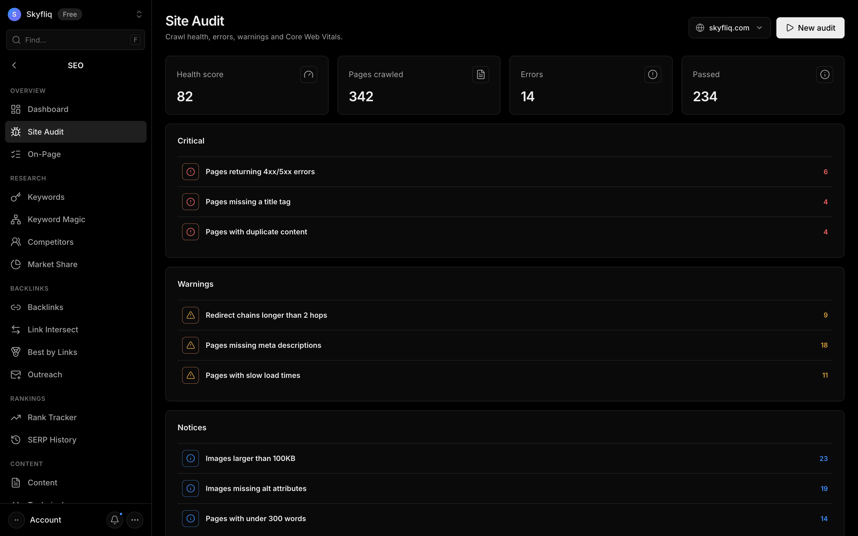 Site Health screenshot