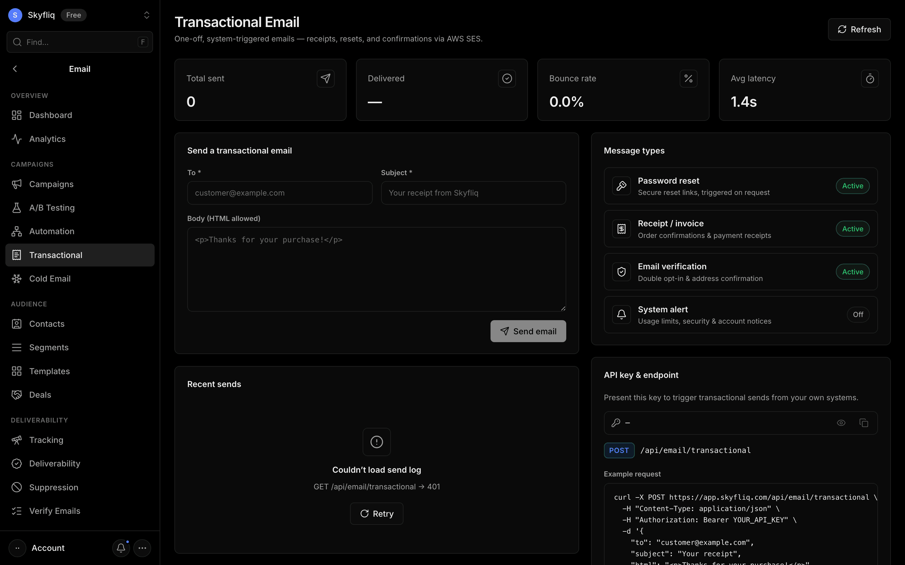 Transactional screenshot