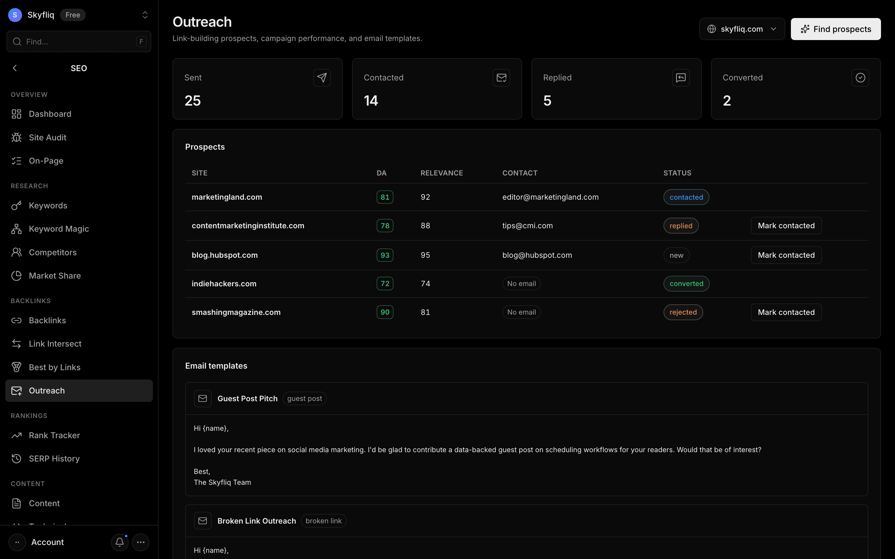Outreach screenshot